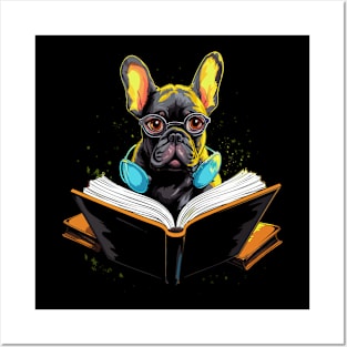 French Bulldog Reads Book Posters and Art